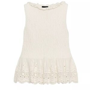 Zara Cream Sleeveless Eyelet Peplum Tank